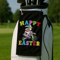 Cool Easter Bunny Motorcycle Happy Easter Day Bike Rider Golf Towel thumb 2
