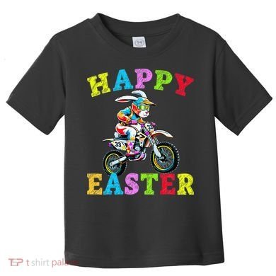 Cool Easter Bunny Motorcycle Happy Easter Day Bike Rider Toddler T-Shirt