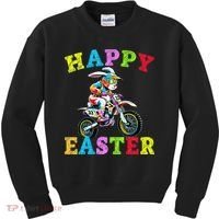 Cool Easter Bunny Motorcycle Happy Easter Day Bike Rider Kids Sweatshirt thumb 0