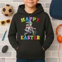 Cool Easter Bunny Motorcycle Happy Easter Day Bike Rider Kids Hoodie thumb 2