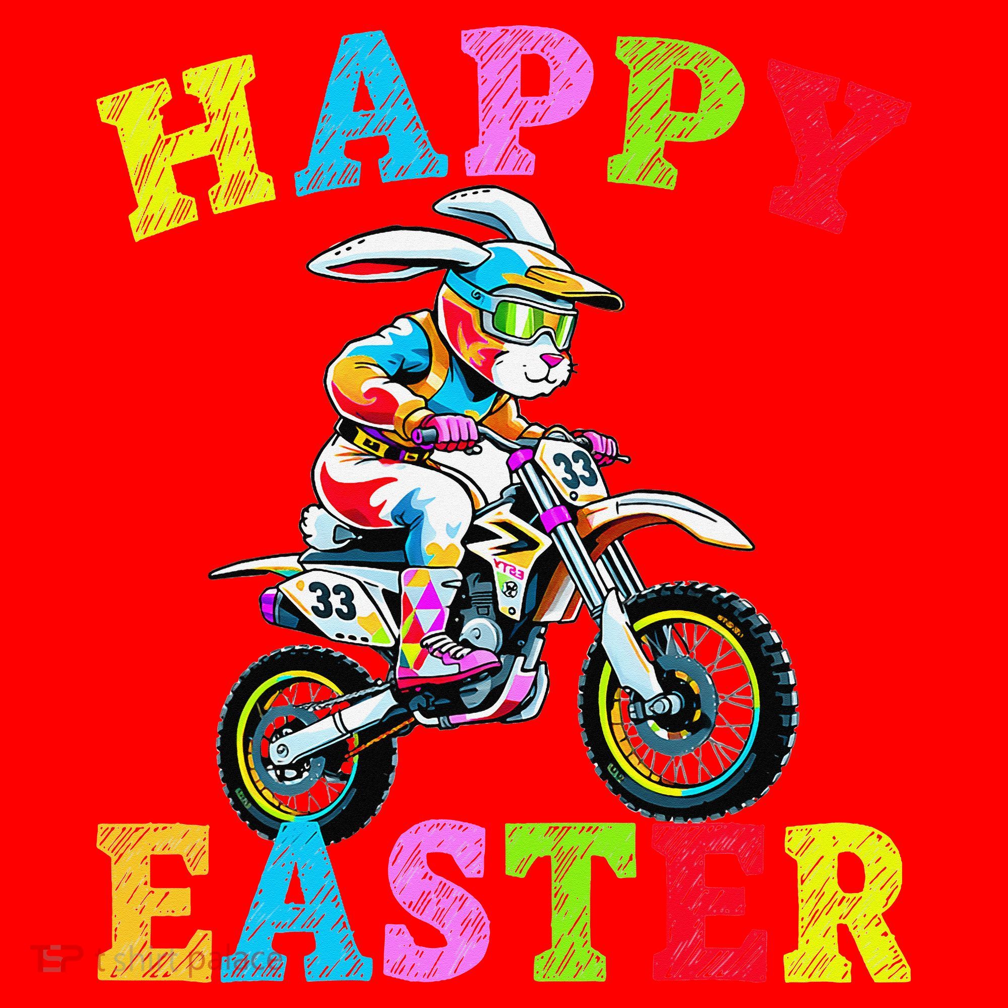 Cool Easter Bunny Motorcycle Happy Easter Day Bike Rider Santa Hat