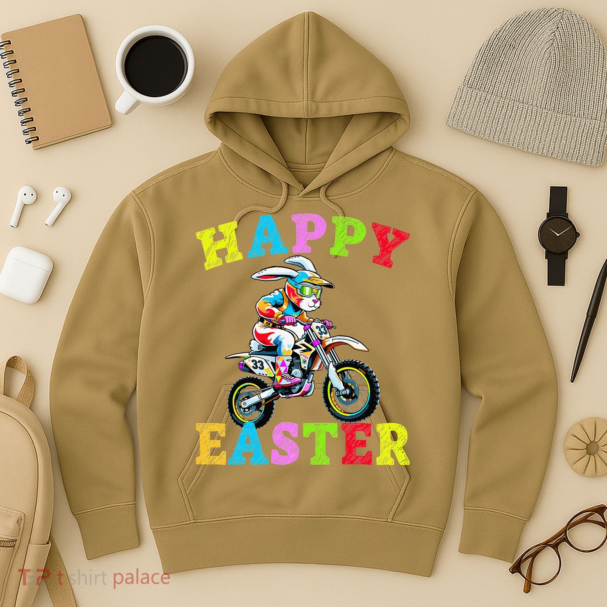 Cool Easter Bunny Motorcycle Happy Easter Day Bike Rider Hoodie