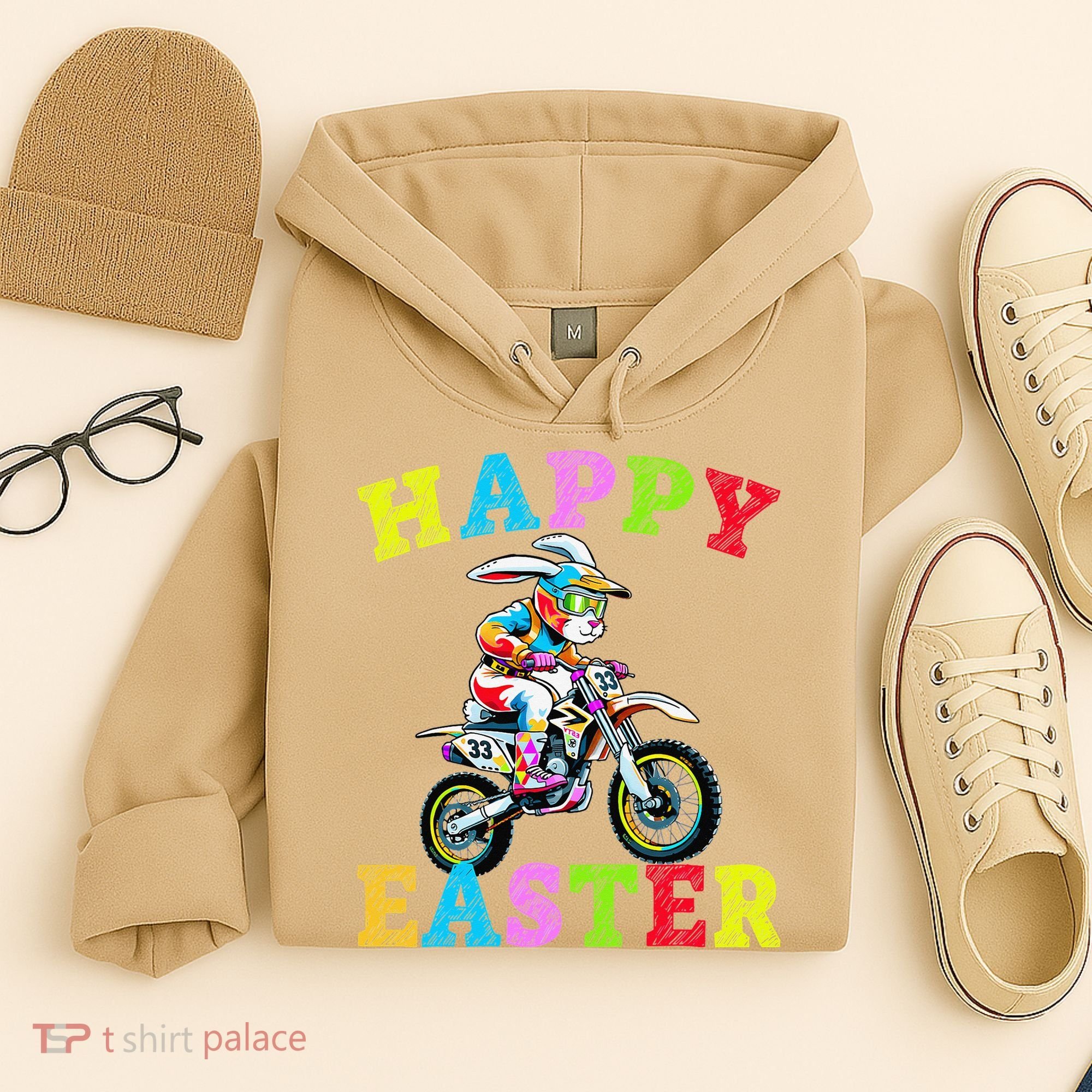 Cool Easter Bunny Motorcycle Happy Easter Day Bike Rider Hoodie