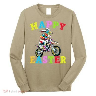 Cool Easter Bunny Motorcycle Happy Easter Day Bike Rider Long Sleeve Shirt
