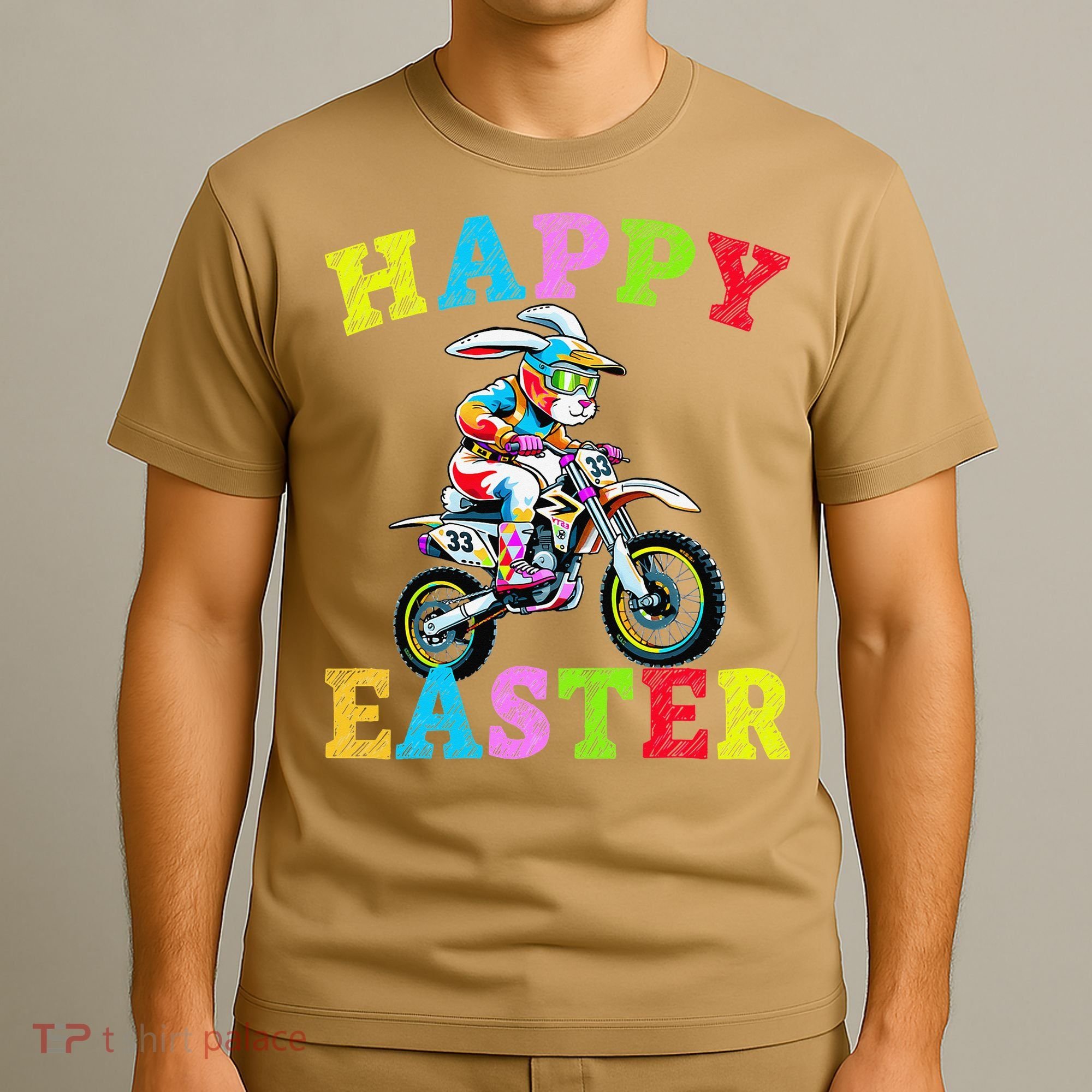 Cool Easter Bunny Motorcycle Happy Easter Day Bike Rider T-Shirt
