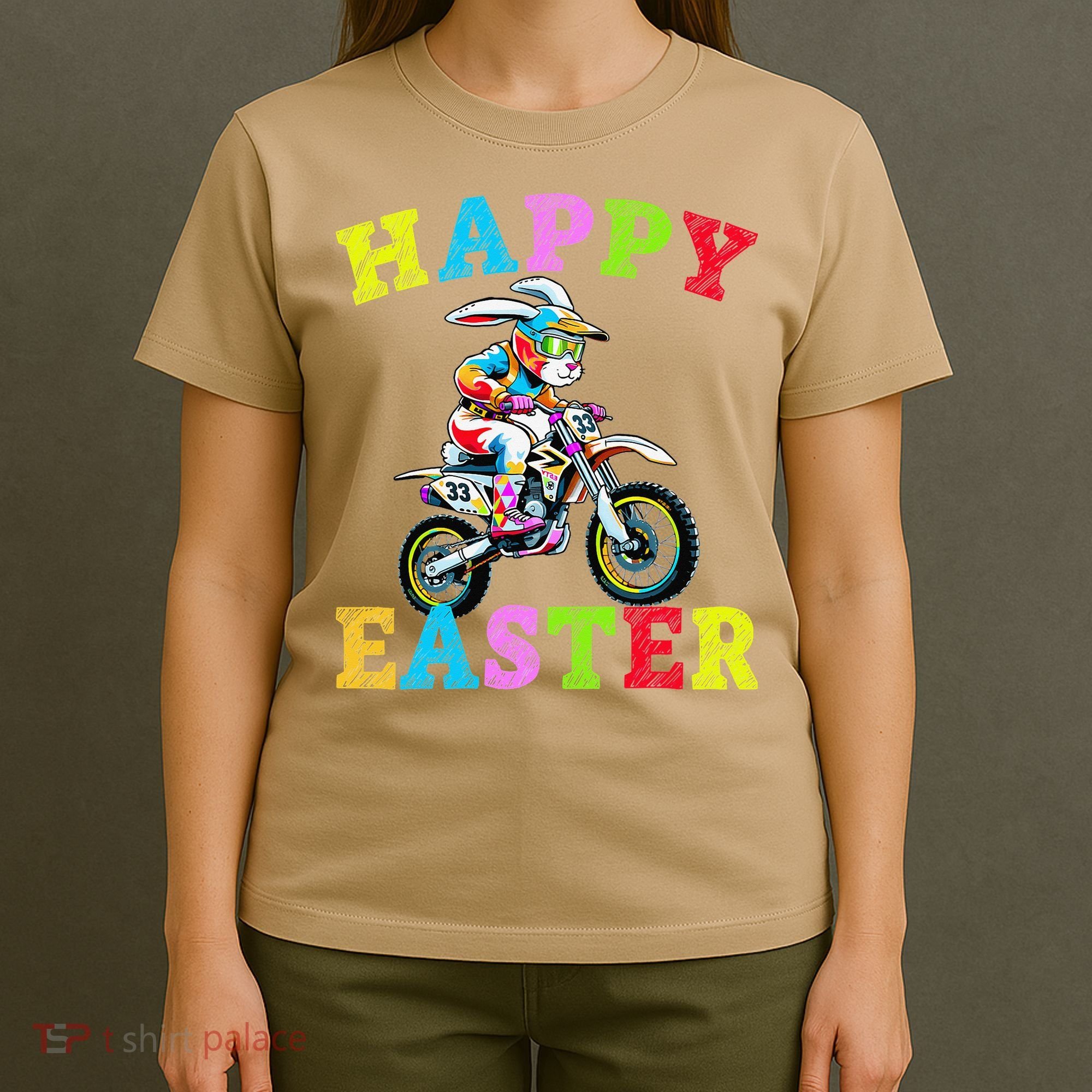 Cool Easter Bunny Motorcycle Happy Easter Day Bike Rider T-Shirt