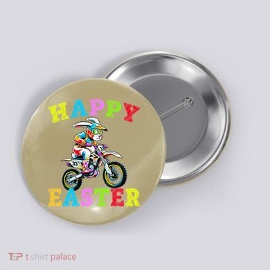 Cool Easter Bunny Motorcycle Happy Easter Day Bike Rider Button