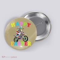 Cool Easter Bunny Motorcycle Happy Easter Day Bike Rider Button thumb 0