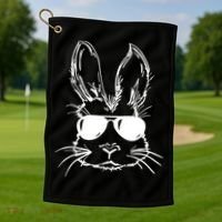 Cool Easter Bunny Sunglass Golf Towel thumb 1