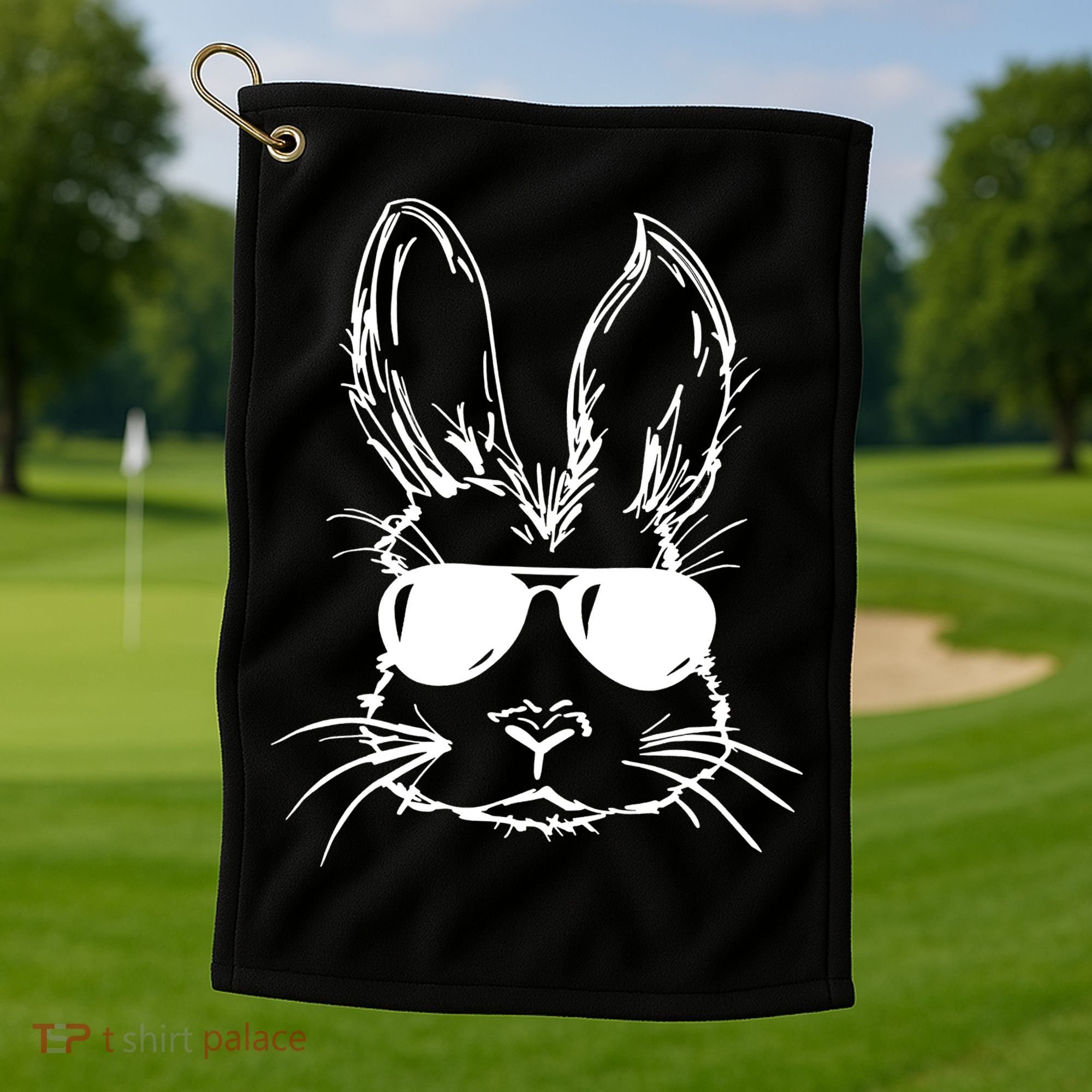 Cool Easter Bunny Sunglass Golf Towel