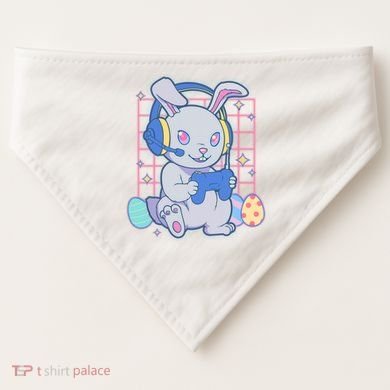 Cute Easter Bunny Rabbit Gamer USA-Made Doggie Bandana