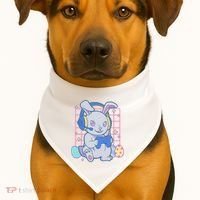 Cute Easter Bunny Rabbit Gamer USA-Made Doggie Bandana thumb 1