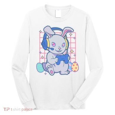 Cute Easter Bunny Rabbit Gamer Long Sleeve Shirt
