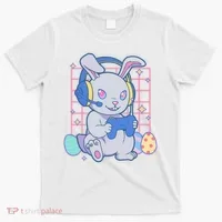 Cute Easter Bunny Rabbit Gamer T-Shirt thumb 0