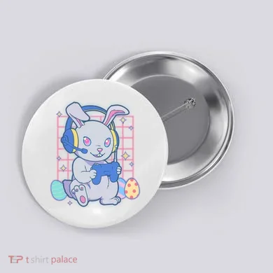 Cute Easter Bunny Rabbit Gamer Button