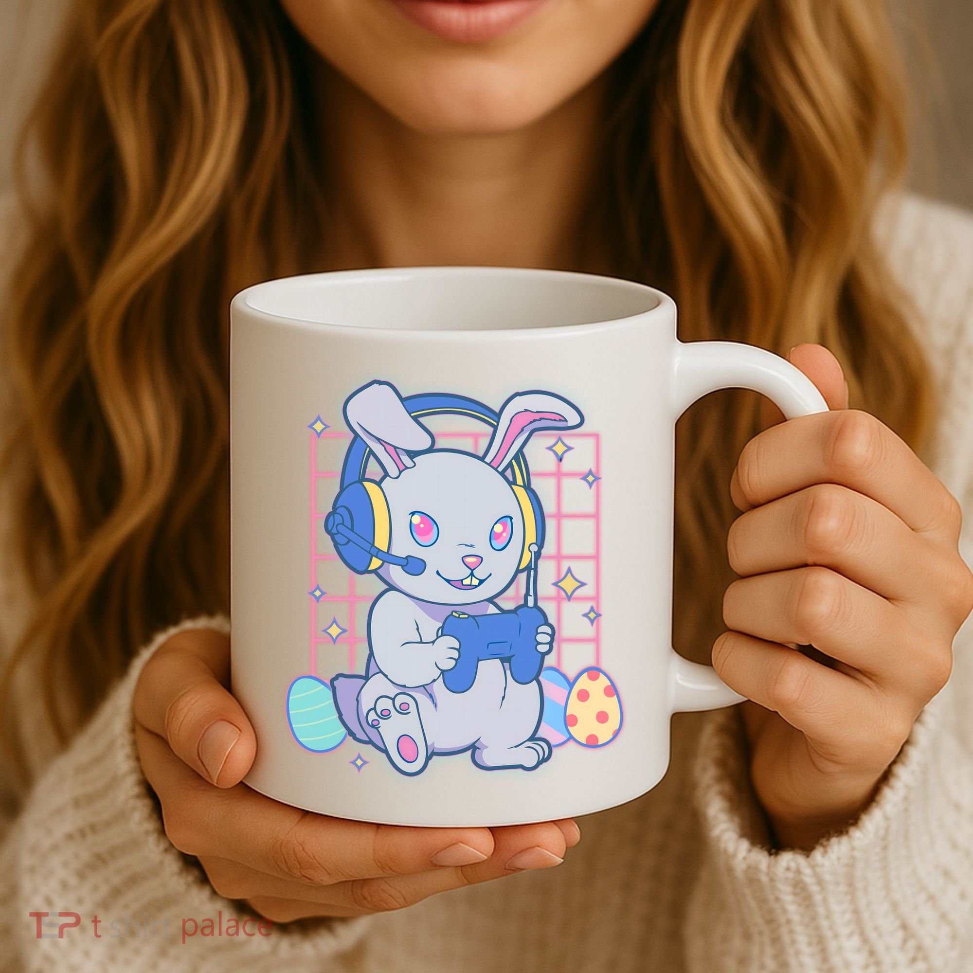 Cute Easter Bunny Rabbit Gamer Coffee Mug