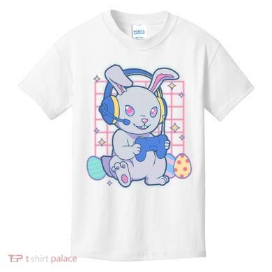 Cute Easter Bunny Rabbit Gamer Kids T-Shirt