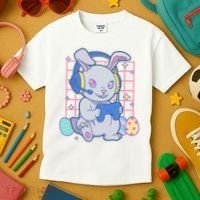 Cute Easter Bunny Rabbit Gamer Kids T-Shirt thumb 3