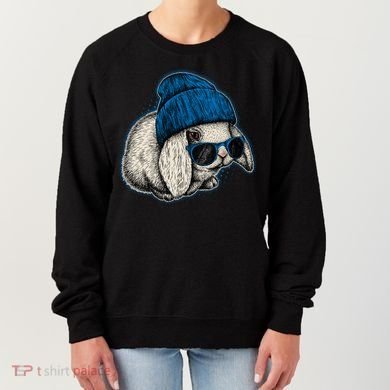 Cute Easter Cool Blue Bunny Rabbit Women's Sweatshirt
