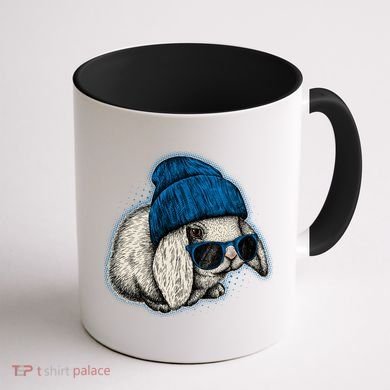 Cute Easter Cool Blue Bunny Rabbit Coffee Mug back