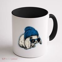 Cute Easter Cool Blue Bunny Rabbit Coffee Mug thumb 1