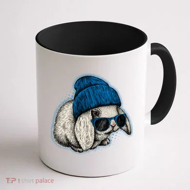 Cute Easter Cool Blue Bunny Rabbit Coffee Mug back