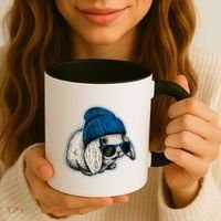 Cute Easter Cool Blue Bunny Rabbit Coffee Mug thumb 3
