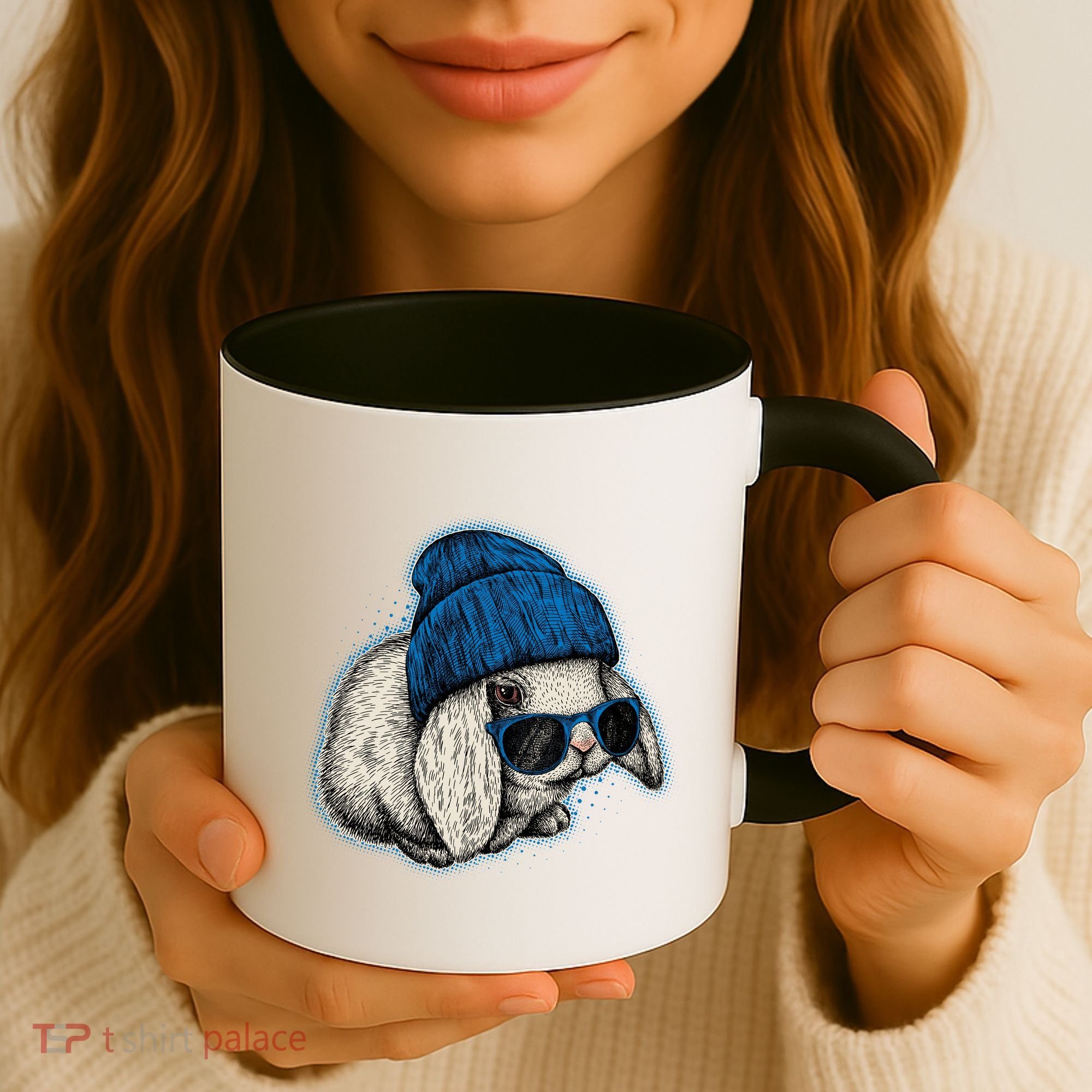Cute Easter Cool Blue Bunny Rabbit Coffee Mug