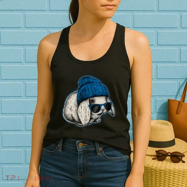 Cute Easter Cool Blue Bunny Rabbit Women's Tank Top