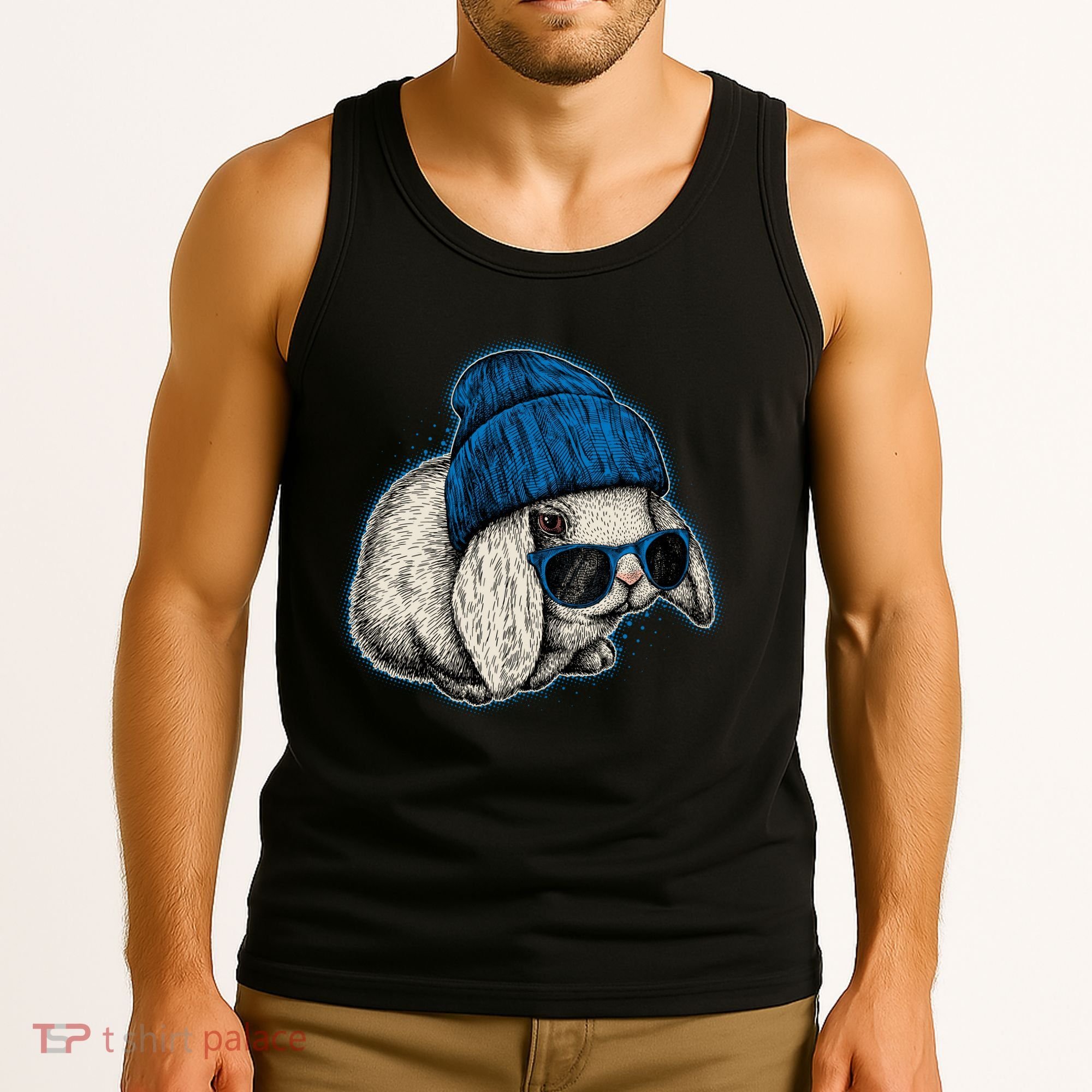 Cute Easter Cool Blue Bunny Rabbit Tank Top