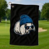 Cute Easter Cool Blue Bunny Rabbit Golf Towel thumb 1