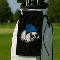 Cute Easter Cool Blue Bunny Rabbit Golf Towel thumb 2