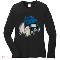 Cute Easter Cool Blue Bunny Rabbit Women's Long Sleeve Shirt thumb 0