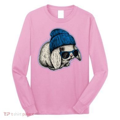 Cute Easter Cool Blue Bunny Rabbit Long Sleeve Shirt