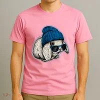 Cute Easter Cool Blue Bunny Rabbit T-Shirt thumb 3