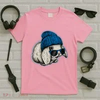 Cute Easter Cool Blue Bunny Rabbit T-Shirt thumb 5