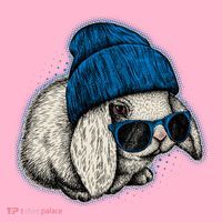 Cute Easter Cool Blue Bunny Rabbit Button thumb 1
