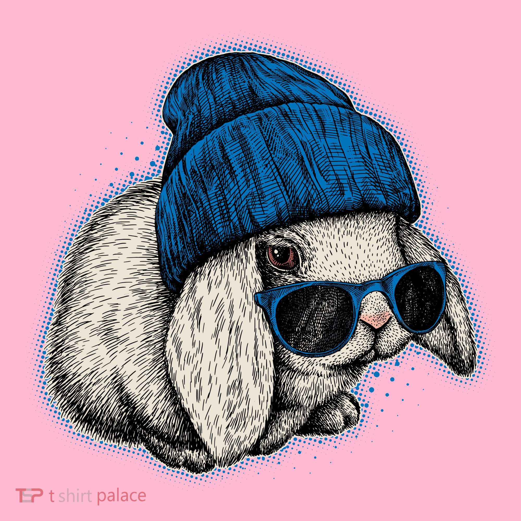 Cute Easter Cool Blue Bunny Rabbit Button