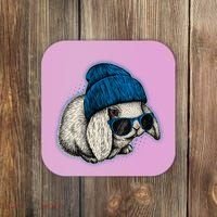 Cute Easter Cool Blue Bunny Rabbit Coaster thumb 0