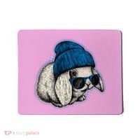 Cute Easter Cool Blue Bunny Rabbit Mousepad thumb 0