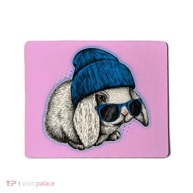 Cute Easter Cool Blue Bunny Rabbit Mousepad