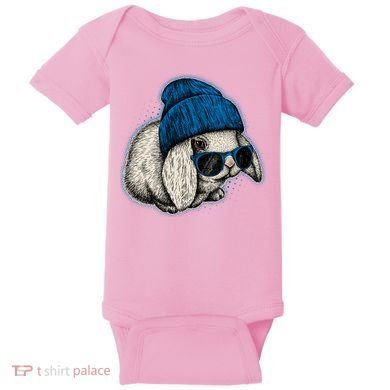 Cute Easter Cool Blue Bunny Rabbit Baby Bodysuit