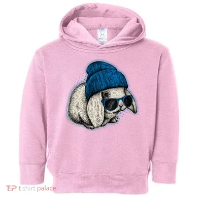 Cute Easter Cool Blue Bunny Rabbit Toddler Hoodie