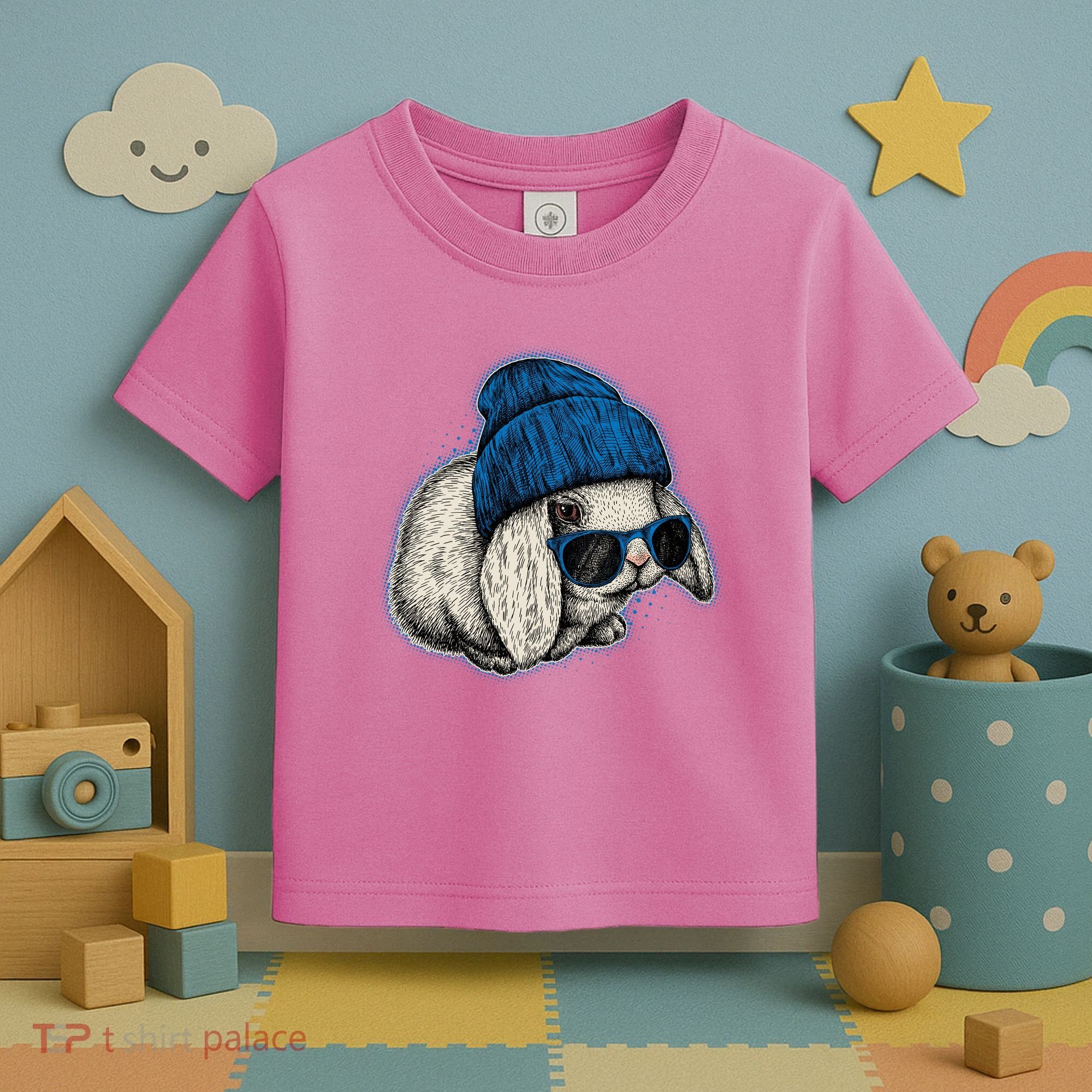 Cute Easter Cool Blue Bunny Rabbit Toddler T-Shirt