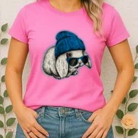 Cute Easter Cool Blue Bunny Rabbit Women's T-Shirt thumb 2