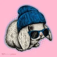 Cute Easter Cool Blue Bunny Rabbit Women's T-Shirt thumb 6