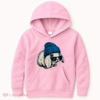 Cute Easter Cool Blue Bunny Rabbit Kids Hoodie thumb 0