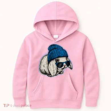 Cute Easter Cool Blue Bunny Rabbit Kids Hoodie