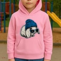 Cute Easter Cool Blue Bunny Rabbit Kids Hoodie thumb 2
