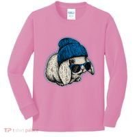 Cute Easter Cool Blue Bunny Rabbit Kids Long Sleeve Shirt thumb 0